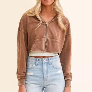 FITZ + EDDI Brown Cropped Hoodie